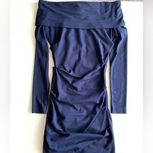 NICOLE MILLER LONG SLEEVE WINTER COCKTAIL DRESS - NAVY - SIZE  P (XS)